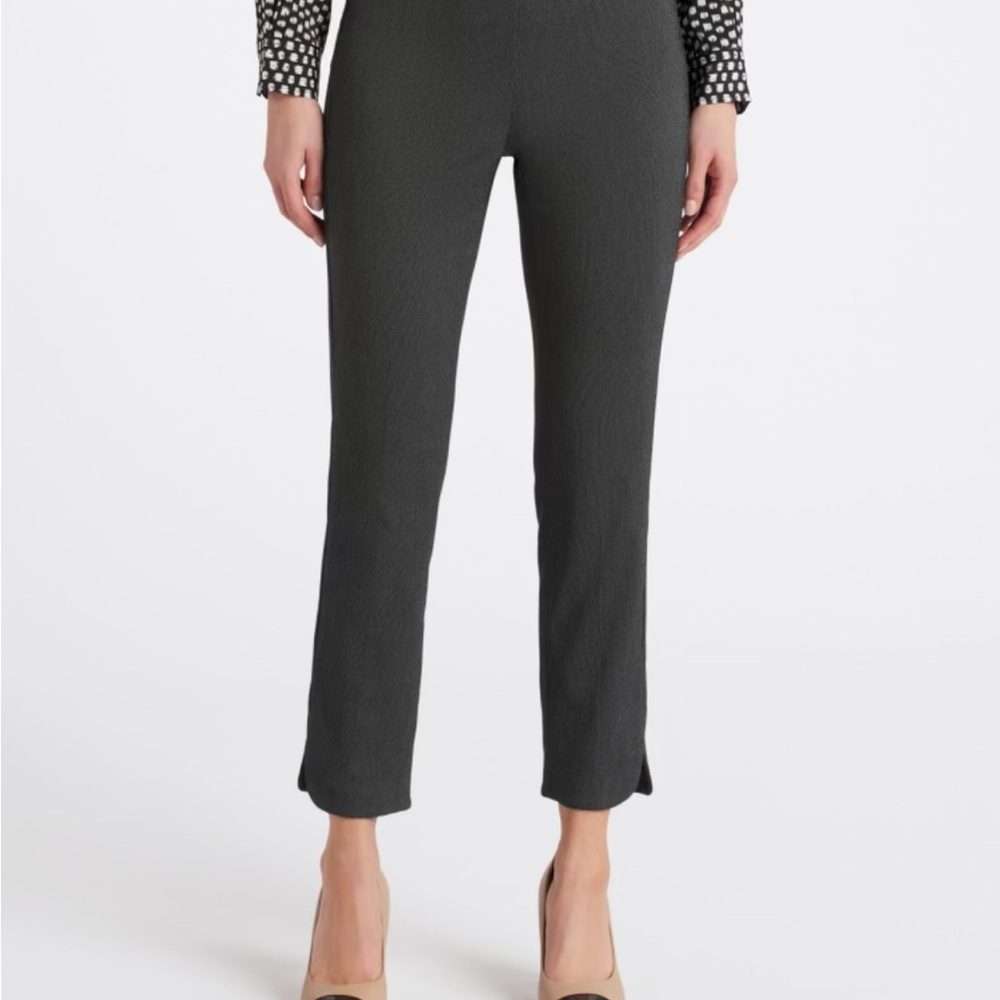 Gray Cropped Curved Hem  Ankle-Length Tailored Pants